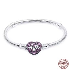 Silver 925 Star Moon Sun Four Leaf Clover Green Zircon Charms Bracelets - Silver
