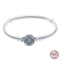 Silver 925 Star Moon Sun Four Leaf Clover Green Zircon Charms Bracelets - Silver