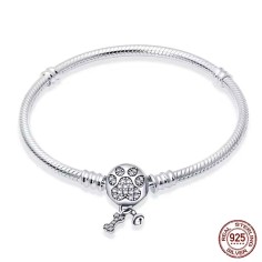 Silver 925 Star Moon Sun Four Leaf Clover Green Zircon Charms Bracelets - Silver