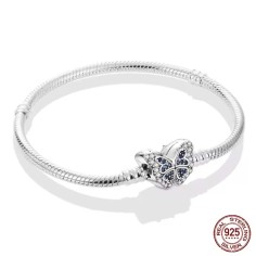 Silver 925 Star Moon Sun Four Leaf Clover Green Zircon Charms Bracelets - Silver