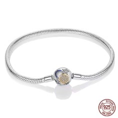 Silver 925 Star Moon Sun Four Leaf Clover Green Zircon Charms Bracelets - Silver