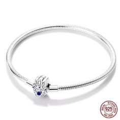 Silver 925 Star Moon Sun Four Leaf Clover Green Zircon Charms Bracelets - Silver