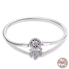 Silver 925 Star Moon Sun Four Leaf Clover Green Zircon Charms Bracelets - Silver