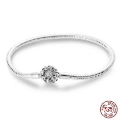 Silver 925 Star Moon Sun Four Leaf Clover Green Zircon Charms Bracelets - Silver