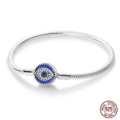 Silver 925 Star Moon Sun Four Leaf Clover Green Zircon Charms Bracelets - Silver