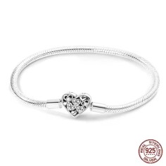 Silver 925 Star Moon Sun Four Leaf Clover Green Zircon Charms Bracelets - Silver