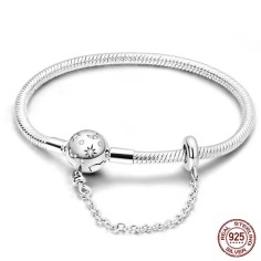 Silver 925 Star Moon Sun Four Leaf Clover Green Zircon Charms Bracelets - Silver