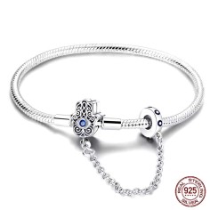Silver 925 Star Moon Sun Four Leaf Clover Green Zircon Charms Bracelets - Silver