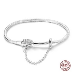 Silver 925 Star Moon Sun Four Leaf Clover Green Zircon Charms Bracelets - Silver