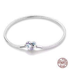 Silver 925 Star Moon Sun Four Leaf Clover Green Zircon Charms Bracelets - Silver