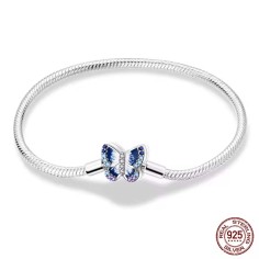 Silver 925 Star Moon Sun Four Leaf Clover Green Zircon Charms Bracelets - Silver