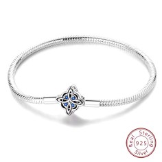 Silver 925 Star Moon Sun Four Leaf Clover Green Zircon Charms Bracelets - Silver