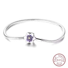 Silver 925 Star Moon Sun Four Leaf Clover Green Zircon Charms Bracelets - Silver