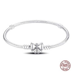 Silver 925 Star Moon Sun Four Leaf Clover Green Zircon Charms Bracelets - Silver