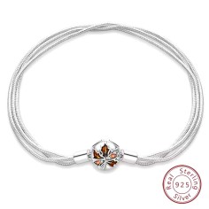 Silver 925 Star Moon Sun Four Leaf Clover Green Zircon Charms Bracelets - Silver