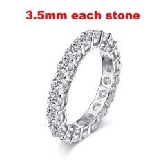 3.5 mm Full Moissanite Promise Wedding  925 Silver Ring - Silver Color Silver