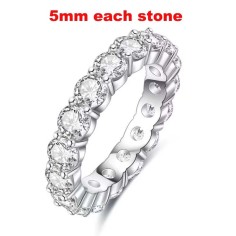 5 mm Full Moissanite Promise Wedding  925 Silver Ring - Silver Color Silver