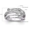 Trendy Moissanite Zirconia Ring Eternity Promise Engagement   Wedding S925 Sterling Silver Ring - Silver Color Silver
