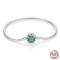 Silver 925 Star Moon Sun Four Leaf Clover Green Zircon Charms Bracelets - Silver
