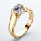 2 Carat Moissanite Solitaire Promise Wedding  925 Silver 18K Gold Plated Ring - Gold Color Silver