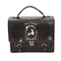 Alince Bag School Gothic Punk Style Vintage Handbag Backpack - Black Faux Leather