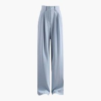 Summer Style Korean Kpop Kdrama High Waist Pants - Blue Polyester Cotton