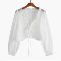 Summer Style Korean Kpop Kdrama Long Sleveed Shirt - White Polyester Cotton
