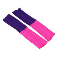 Ribbed Bright Footless 80s Neon Colored Aerobics Knit Sweet Leg Warmers Leggings - Purple HotPink