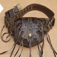 Mediaval Concept Cosplay Steampunk Pirate Costume Bohemian Pouch Belt Bag - Brown