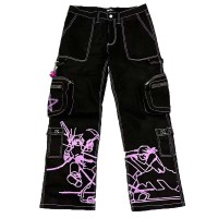 Y2K Baggy Harajuku Trendy Casual Street Hip-hop Black Slouchy Pants - Black Denim
