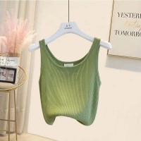Spring Summer Style Korean Kpop Kdrama Casual Vest - Green Polyester Cotton