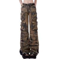 Punk Kpop Harajuku Aesthetic Vintage Punk Trashy Pants - Blue Denim