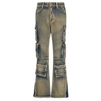 Slim Cargo Pocket 2000s Grunge Gothic Retro Punk Kpop Harajuku E-Girl Pants - LightBlue Denim