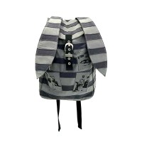 Vintage Contrast Color Striped Punk y2k Fashion Rabbit Ears Donnie Style Backpack - Gray Canvas