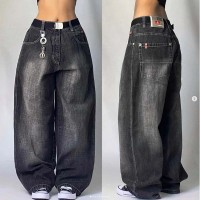 Punk Kpop Harajuku Y2k Baggy Pants - Black Denim