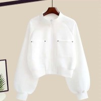 Spring Autumn Style Korean Kpop Kdrama Top Jacket - White Polyester Cotton