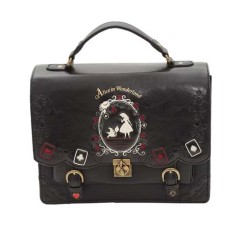 Alince Bag School Gothic Punk Style Vintage Handbag Backpack - Black Faux Leather