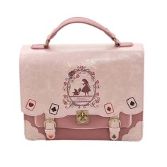 Alince Bag School Gothic Punk Style Vintage Handbag Backpack - Pink Faux Leather