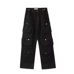 Punk Kpop Harajuku Y2k Streetwear High Waist Multiple Pockets Cargo Loose Casual Slacks Skater Hiphop Pants - Black Cotton
