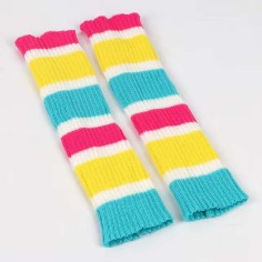 Ribbed Bright Footless 80s Neon Colored Aerobics Knit Sweet Leg Warmers Leggings - Multicolor