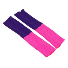 Ribbed Bright Footless 80s Neon Colored Aerobics Knit Sweet Leg Warmers Leggings - Purple HotPink