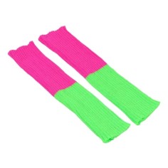 Ribbed Bright Footless 80s Neon Colored Aerobics Knit Sweet Leg Warmers Leggings - Green HotPink
