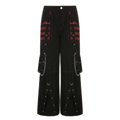 Punk Kpop Harajuku Y2k High Waist Pant Grunge Cargo Pants Mall Gothic Baggy Techwear Looking Pants - Black Cotton