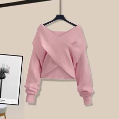Autumn Style Korean Kpop Kdrama Long Sleveed Sweater - Pink Polyester Cotton