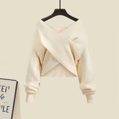 Autumn Style Korean Kpop Kdrama Long Sleveed Sweater - Apricot Polyester Cotton