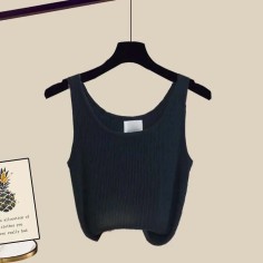 Spring Summer Style Korean Kpop Kdrama Casual Vest - Black Polyester Cotton