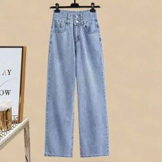 Spring Summer Style Korean Kpop Kdrama Jeans Pants - Blue Denim