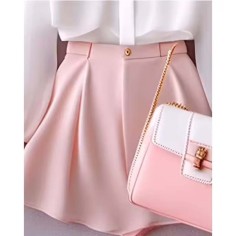 Summer Style Korean Kpop Kdrama Academy Style High Waist Short - Pink Polyester Cotton