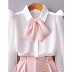 Summer Style Korean Kpop Kdrama Academy Style Top Paired Blouse Shirt - White Polyester Cotton