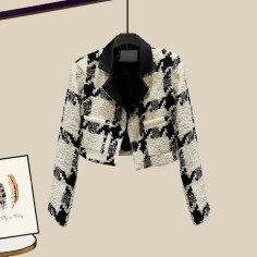 Autumn Spring Style Korean Kpop Kdrama Korean Edition High End Short Coat Age Reducing Dress 2 pcs Set - Beige Polyester Cotton